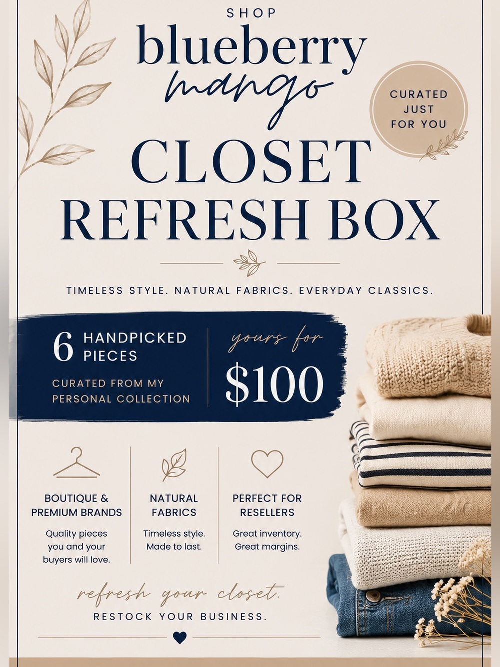 Blueberry Mango Closet Refresh Box | 6 Curated Boutique & Premium Pieces | $100